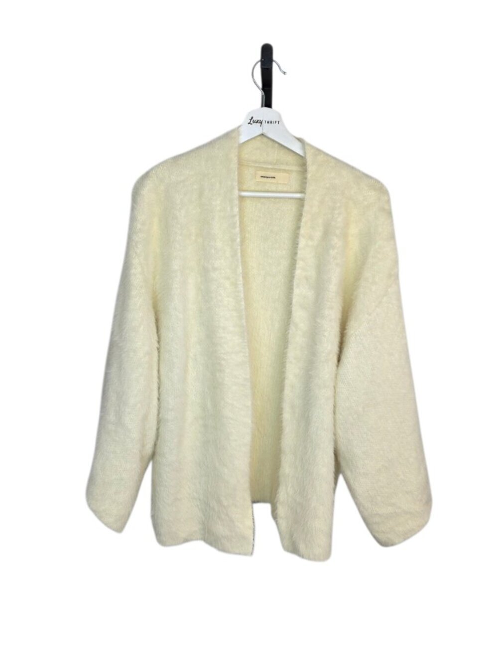 Sleeping on Snow Fluffy Soft Wide Sleeve Cardigan, Open Front, Cream